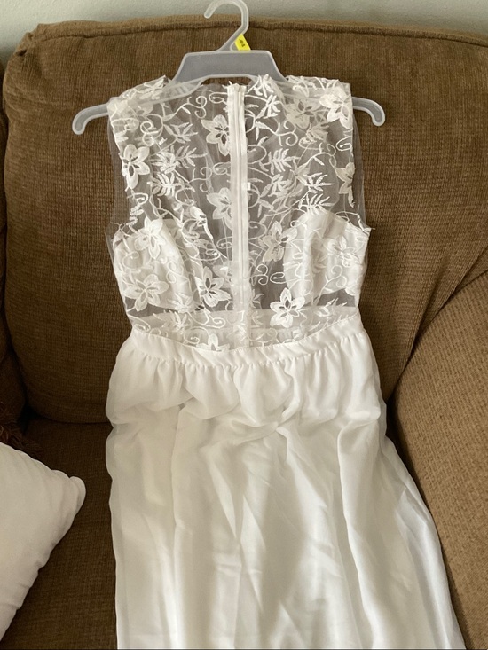 White dress Other - White Lace Bodice Dress with Sheer Floral Back is very small